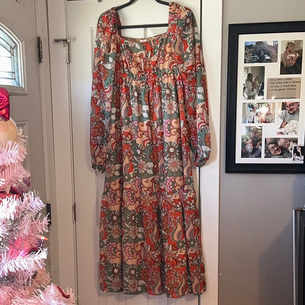 Pink Lily Multicolor Floral Long Sleeve Dress - Picture 2 of 6